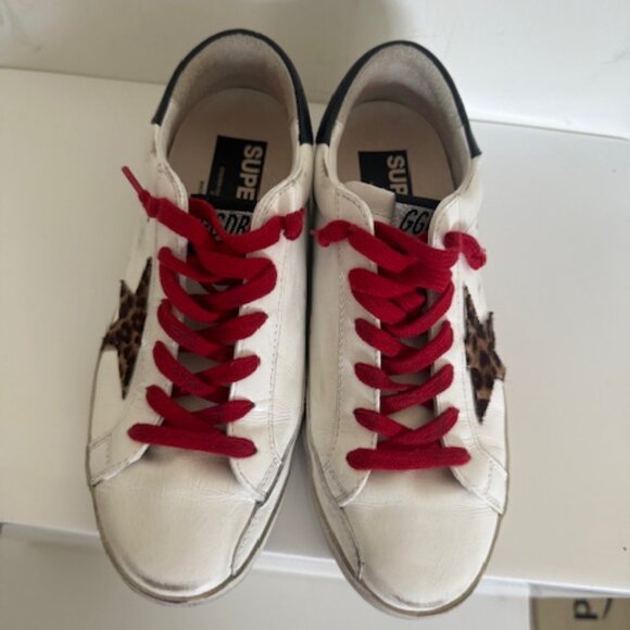 Golden Goose /shoes/white sneakers whit red laces and leopard star size 38 - Picture 4 of 6